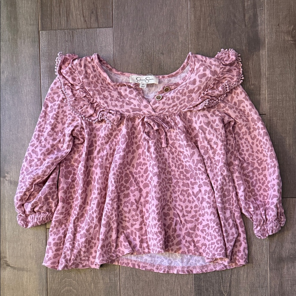 Girls Pink Leopard Print Top